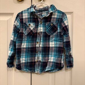 Plaid Kids flannel button down Shirt - Blue and White